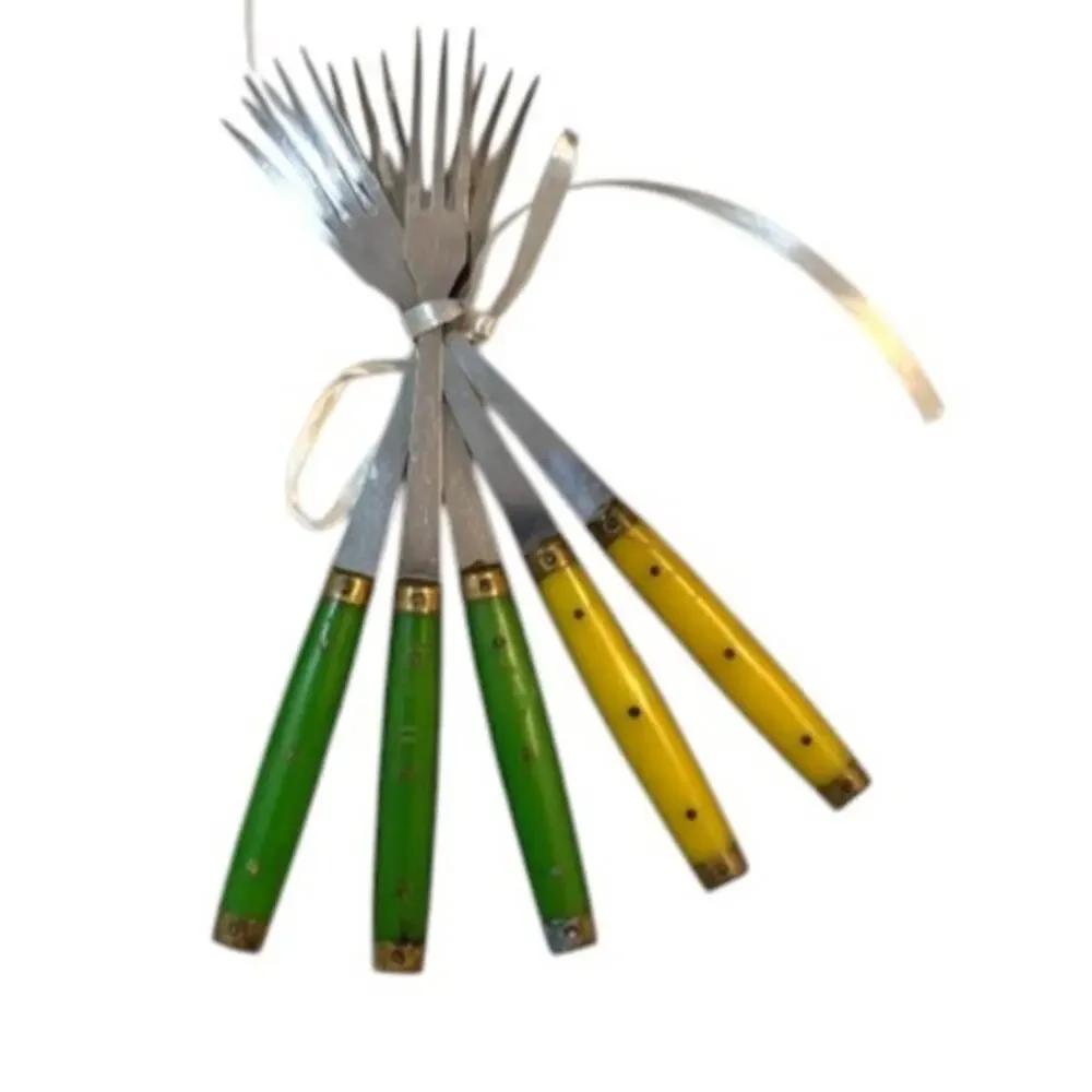 Vintage French Bistro 3-Tine Table Forks Set of 5 Made in France